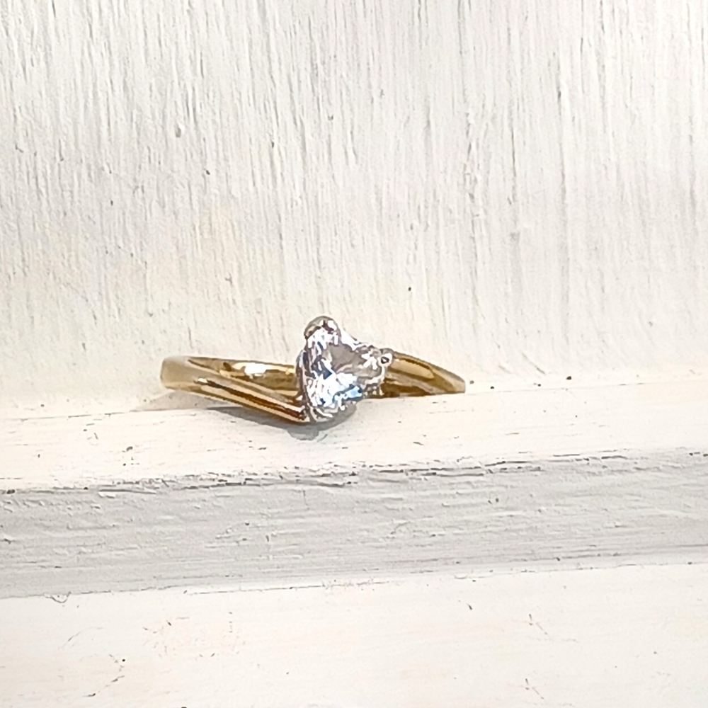 14K GE ESPO (Joseph Esposito) Heart Shape CZ Stone Gold Ring - Picture 5 of 8
